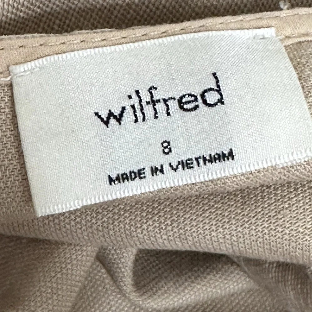 Wilfred Brax Jumpsuit Beige Size 8 Linen Blend Wide Legs Wrap Front Tie Waist